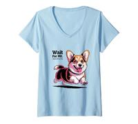 Mujer Espera. Tengo piernas pequeñas. Perro preocupado Camiseta Cuello V