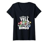Mujer Esperando a Gritar Amante del Bingo Camiseta Cuello V