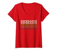 Mujer Esperanto Language 70s Retro Style Estética Camiseta Cuello V