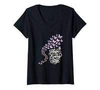 Mujer Esperanza en Cada Paso Conciencia sobre el aborto espontáneo Pérdida del Embarazo Camiseta Cuello V