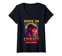 Mujer Esperanza en Cristo Jesús Nuestro Salvador Fe Cristiana Hombres Mujeres Camiseta Cuello V