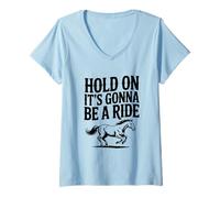 Mujer Esperen, va a ser un Paseo, Amantes de los Caballos Camiseta Cuello V