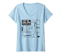 Mujer Espero Que Este Correo electrónico te encuentre Antes de Hacerlo Cat Humor Meme Camiseta Cuello V