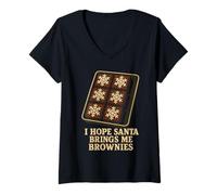 Mujer Espero Que Santa me traiga Brownies para Hornear en Navidad Camiseta Cuello V