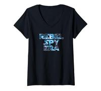 Mujer Espía rebelde era Ciencia Estrella Galaxias ficción Espacio Camiseta Cuello V