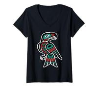 Mujer Espíritu Cazador de visión de águila del Pacífico Noro Camiseta Cuello V