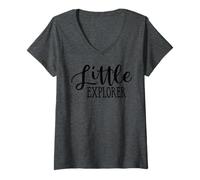 Mujer Espíritu de Aventura Little Explorer para niños Curiosos Camiseta Cuello V