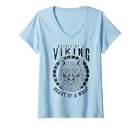 Mujer Espíritu de un Guerrero de mitología nórdica con corazón de Lobo Vikingo Camiseta Cuello V