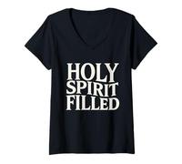 Mujer Espíritu Santo Confirmación Misa Latina Católica Camiseta Cuello V
