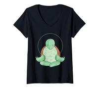 Mujer Espiritualidad Meditación Espiritual Yoga Tortuga Camiseta Cuello V