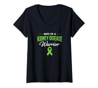 Mujer Esposa de un Guerrero de Enfermedad renal Camiseta Cuello V