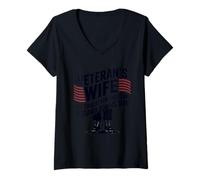Mujer Esposa De Veterano Luchó por Libertad Camiseta Cuello V