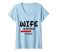 Mujer Esposa en Progreso Cargando Divertido Regalo de Humor Futuro Matrimonio Camiseta Cuello V
