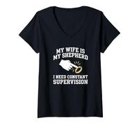 Mujer Esposo Esposa Es Mi Pastor Matrimonio Broma Camiseta Cuello V