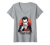Mujer Espresso Your Fears Halloween Vampire Camiseta Cuello V