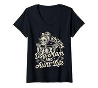 Mujer Esqueleto balanceando el Perro mamá y tía Vida Piel mamá Camiseta Cuello V