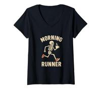 Mujer Esqueleto Café Running Gráfico Divertido Fitness Camiseta Cuello V