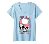 Mujer Esqueleto Calavera Dato Curioso Dont Care Humor Sarcastico Camiseta Cuello V