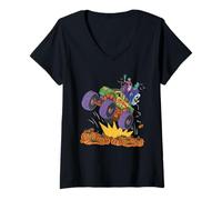 Mujer Esqueleto de Halloween Zombie Monster Truck Vampiro Camiseta Cuello V