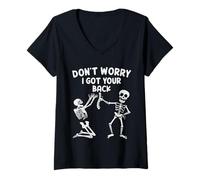 Mujer Esqueleto Divertido de Halloween Don't Worry I Got Your Back Camiseta Cuello V