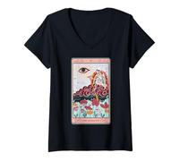 Mujer Esqueleto Retro Riding Cloud The Audacity Tarot Card Arcoíris Camiseta Cuello V