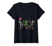 Mujer Esqueletos de Baile de Halloween Camiseta Cuello V