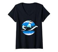 Mujer Esquí acuático Bigfoot Loch Ness Monster & Aliens! Funny Cryptid Camiseta Cuello V