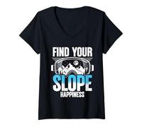 Mujer Esquí Deporte De Invierno Find Your Slope Happiness Camiseta Cuello V