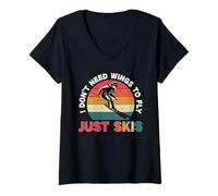 Mujer Esquí Deporte De Invierno I Don't Need Wings To Fly Camiseta Cuello V