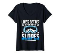 Mujer Esquí Deporte De Invierno Life'S Better on The Slopes Camiseta Cuello V