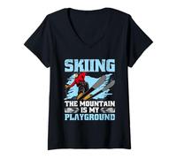 Mujer Esquí Deporte De Invierno The Mountain Is my Playground Camiseta Cuello V