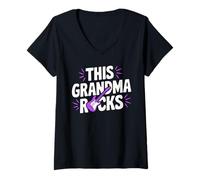 Mujer Esta Abuela es Genial, la Divertida Abuela de Rockstar Camiseta Cuello V