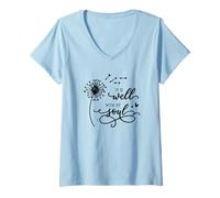 Mujer Está Bien con mi Alma Cristiano Lindo soplando Diente de león Camiseta Cuello V