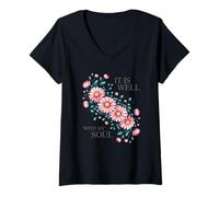 Mujer Está Bien con mi Alma - Flores Camiseta Cuello V
