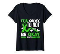 Mujer Está Bien no Estar Bien Conciencia sobre la Salud Mental Camiseta Cuello V