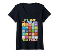 Mujer Está Bien Sentir Todos los Sentimientos, Salud Mental Autocuidado Niños Camiseta Cuello V