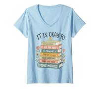 Mujer Está Bien Sentir Tus Sentimientos Libro Camiseta Cuello V