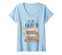 Mujer Está Bien Sentir Tus Sentimientos Libros Lectura Camiseta Cuello V