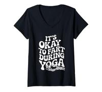 Mujer Está Bien tirarse un Pedo Durante el Esqueleto de Yoga Camiseta Cuello V