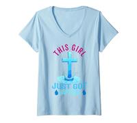 Mujer Esta chica acaba de bautizarse Bautismo cristiano Mujeres Adolescentes Camiseta Cuello V