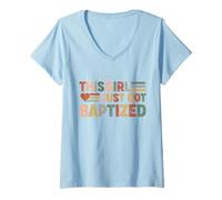 Mujer Esta chica acaba de bautizarse Bautismo cristiano Mujeres Adolescentes Camiseta Cuello V