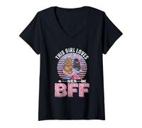 Mujer Esta Chica Ama A Su BFF Equipo Amigos Amistad Mejor Amigo Camiseta Cuello V
