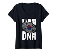 Mujer Está en mi ADN Herencia Coreana Orgulloso Corea del Sur Camiseta Cuello V