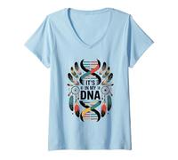 Mujer Está en mi ADN Orgullo indígena Indio Indio Americano Camiseta Cuello V