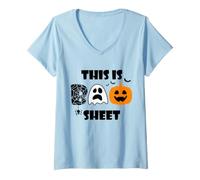 Mujer Esta es Boo Sheet, Linda y Adorable, Feliz Halloween Camiseta Cuello V