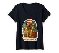 Mujer Esta es la estación del Border Terrier, Feliz Navidad, mamá, papá Camiseta Cuello V