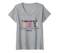 Mujer Esta es la Promesa Que él Nos DIO: la Vida eterna. Camiseta Cuello V