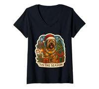 Mujer Esta es la Temporada Briard Dog, Feliz Navidad, mamá, papá Camiseta Cuello V
