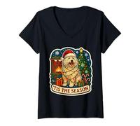 Mujer Esta es la Temporada: Komondor Dog, Feliz Navidad, mamá, papá Camiseta Cuello V