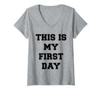 Mujer Esta es mi Cita del Primer día Camiseta Cuello V